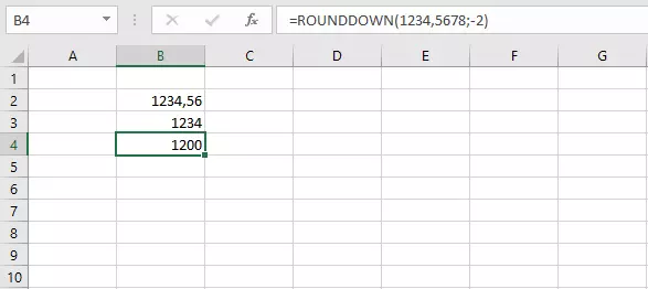 Versión fácil de la fórmula REDONDEAR.MENOS en Excel