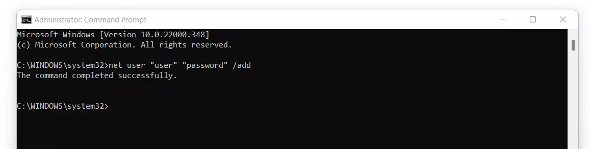Añadir un usuario con el prompt de Windows 11