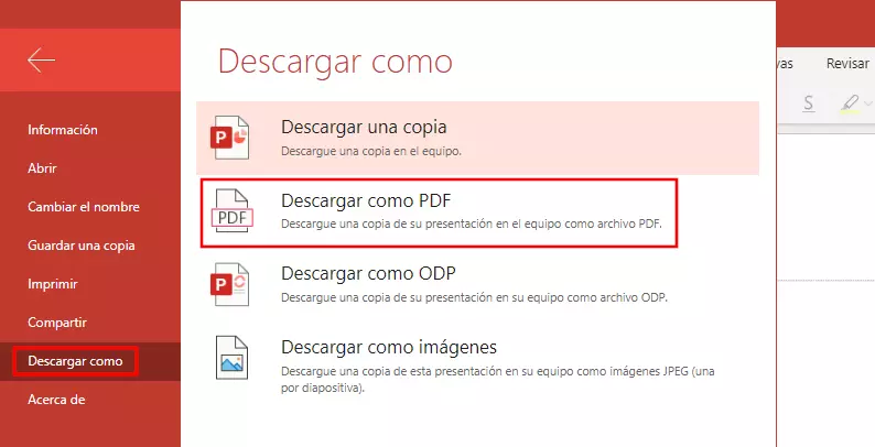 Guardar PowerPoint en PDF en Internet