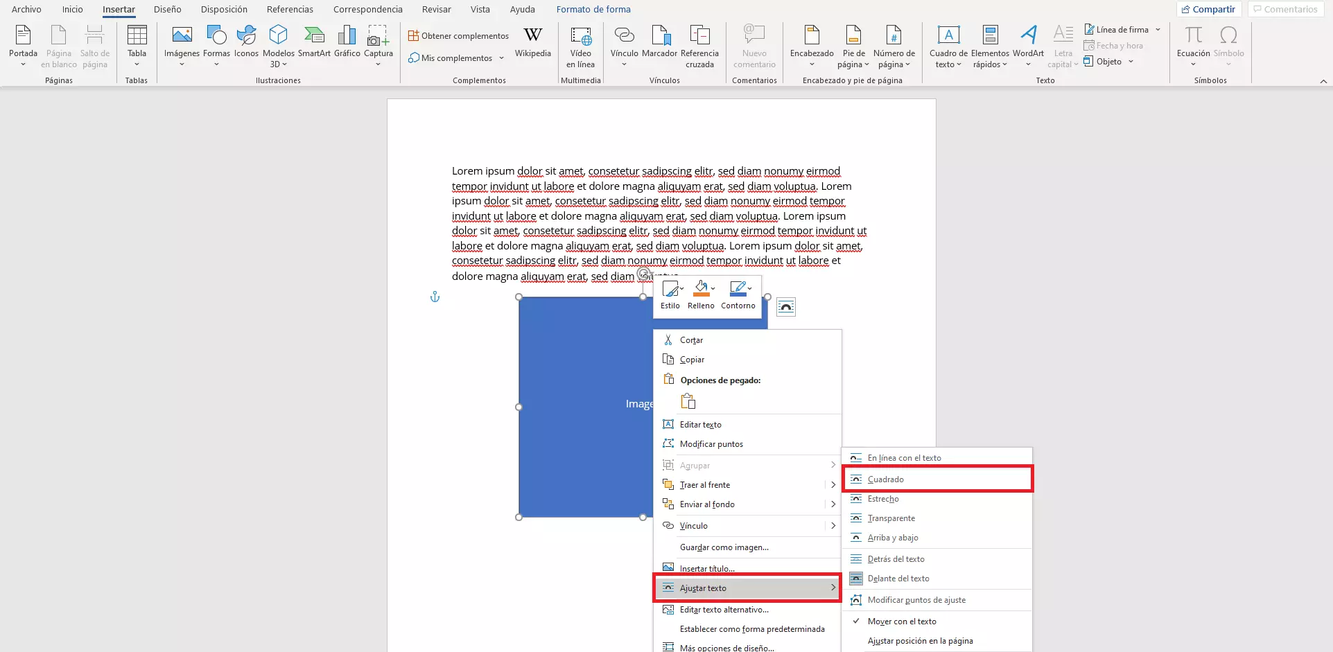 Microsoft Word: colocar texto alrededor de imagen 