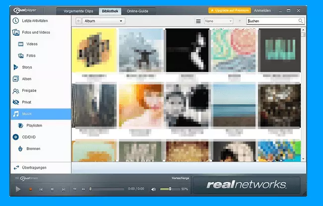 Vista de la biblioteca en RealPlayer