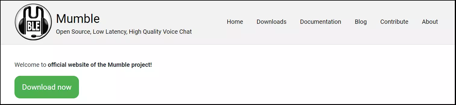 Página web de Mumble con opción de descarga