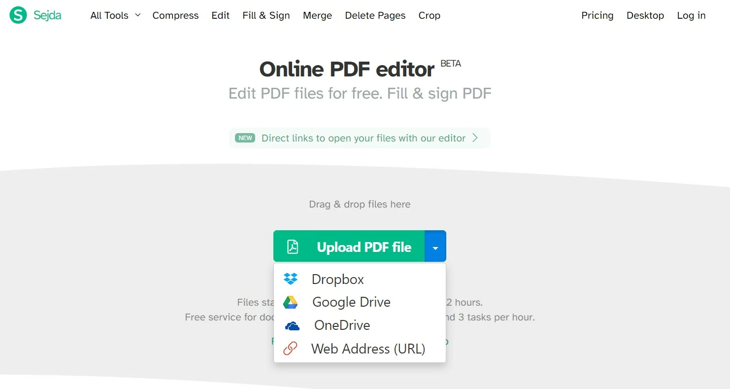 Editor PDF online Sejda