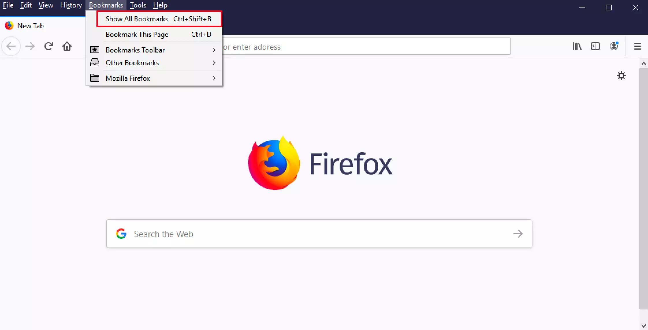 Opciones de Firefox: “Mostrar todos los marcadores”