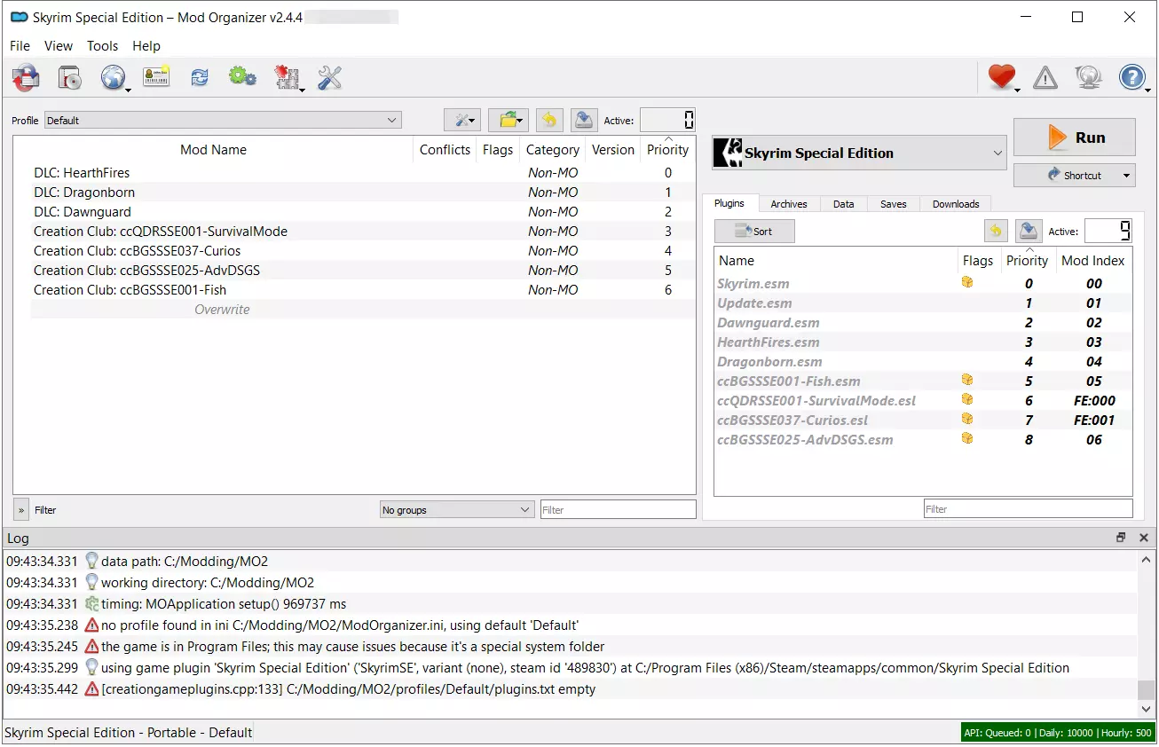 Mod Organizer 2 con la instancia Sykrim configurada