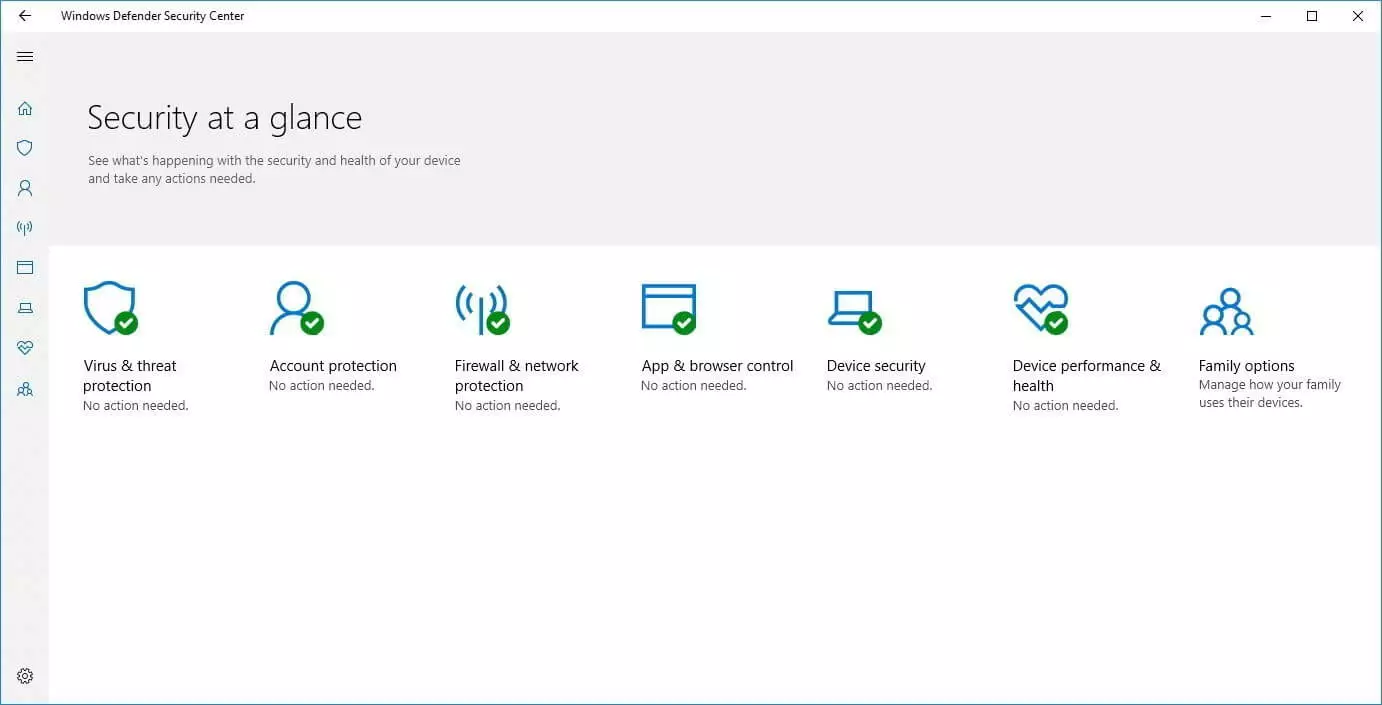 Centro de seguridad de Windows Defender (Windows 10)