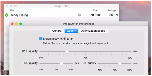 Configuración de ImageOptim