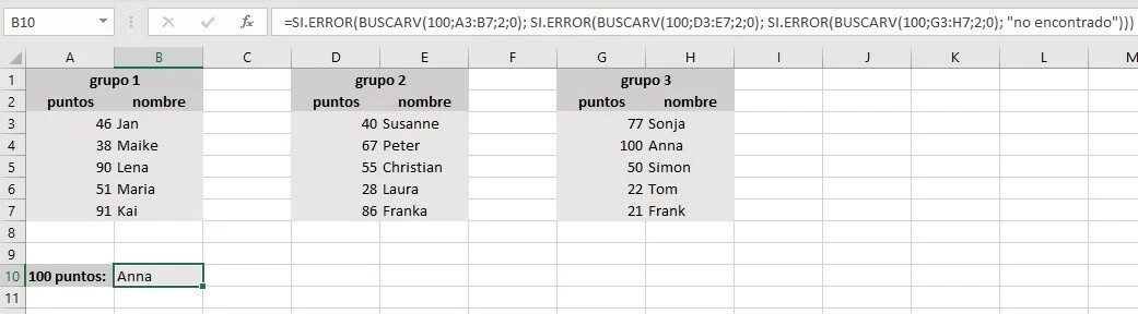 Combinación de varias funciones BUSCARV mediante SI.ERROR