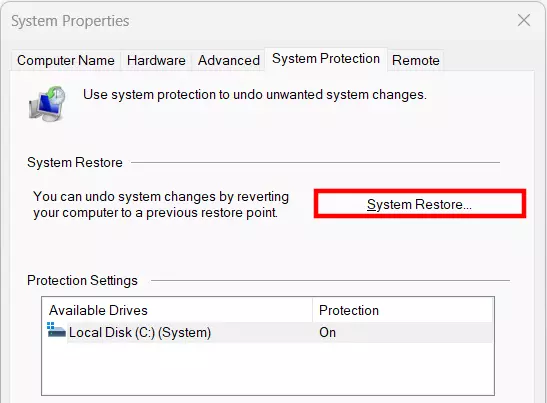 Restauración del sistema en Windows 11