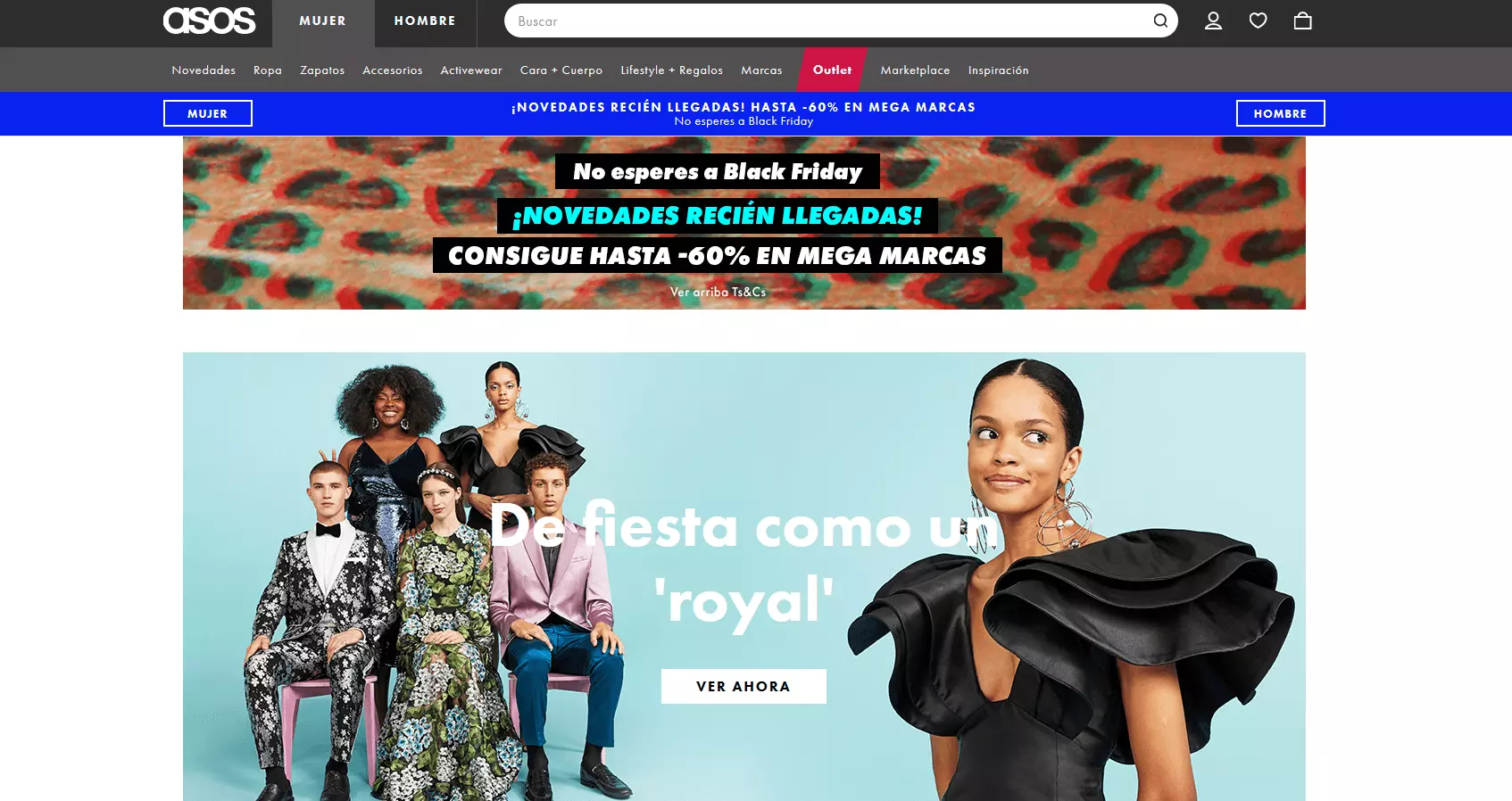 Página de inicio de ASOS.com España