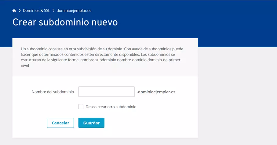 Crear un subdominio en el panel de IONOS Cloud