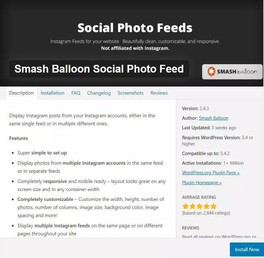 Plugin de Instagram Smash Balloon Social Photo Feed