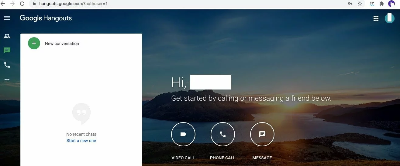 Google Hangouts: pantalla de inicio