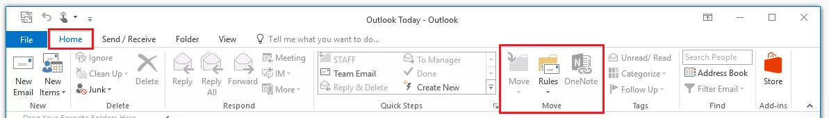 Cinta de opciones en Outlook: pestaña “Inicio”