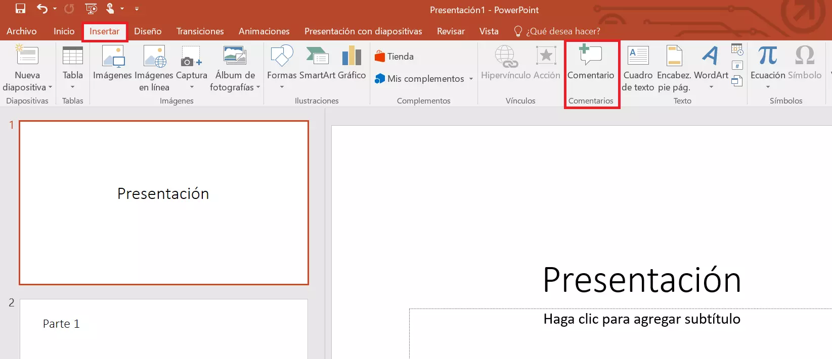 PowerPoint: opción “Comentario