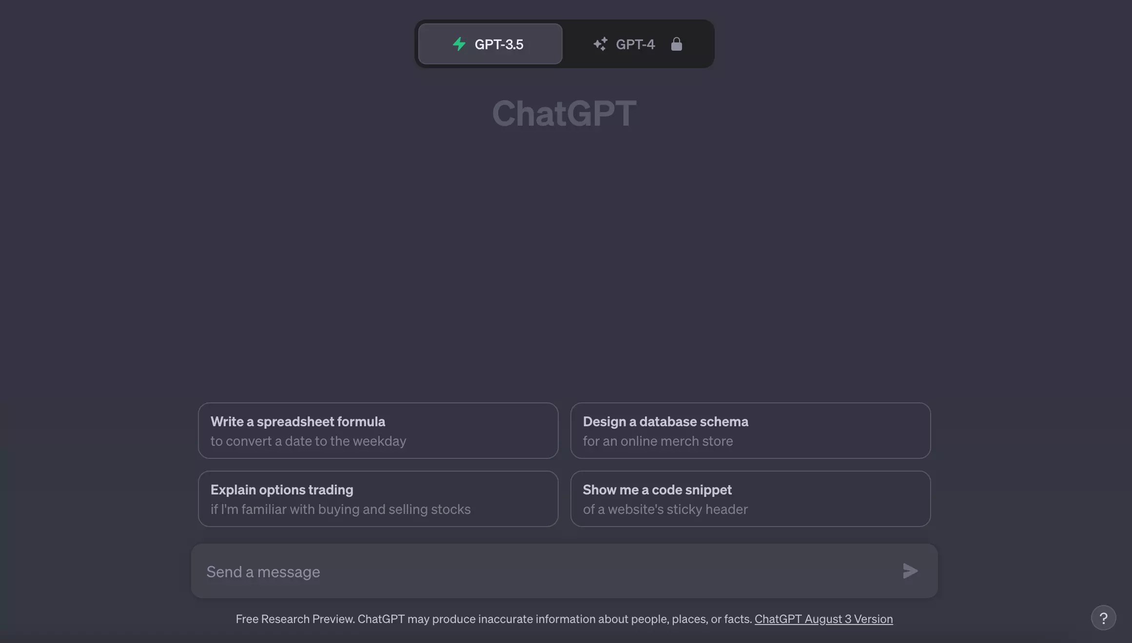 Captura de pantalla de la interfaz de usuario de ChatGPT