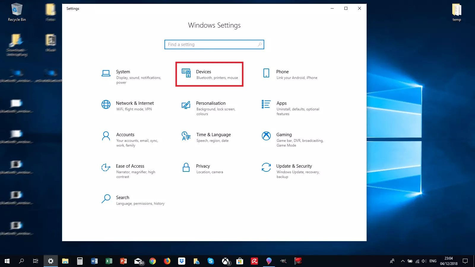 Configuración de Windows 10