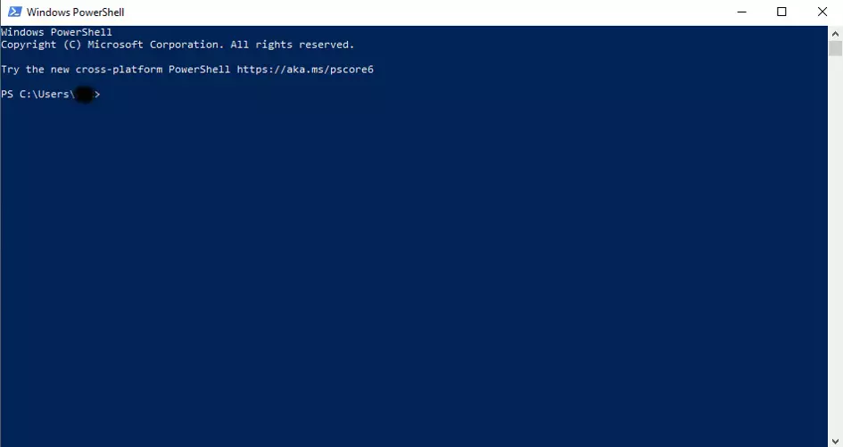 Captura de pantalla de PowerShell